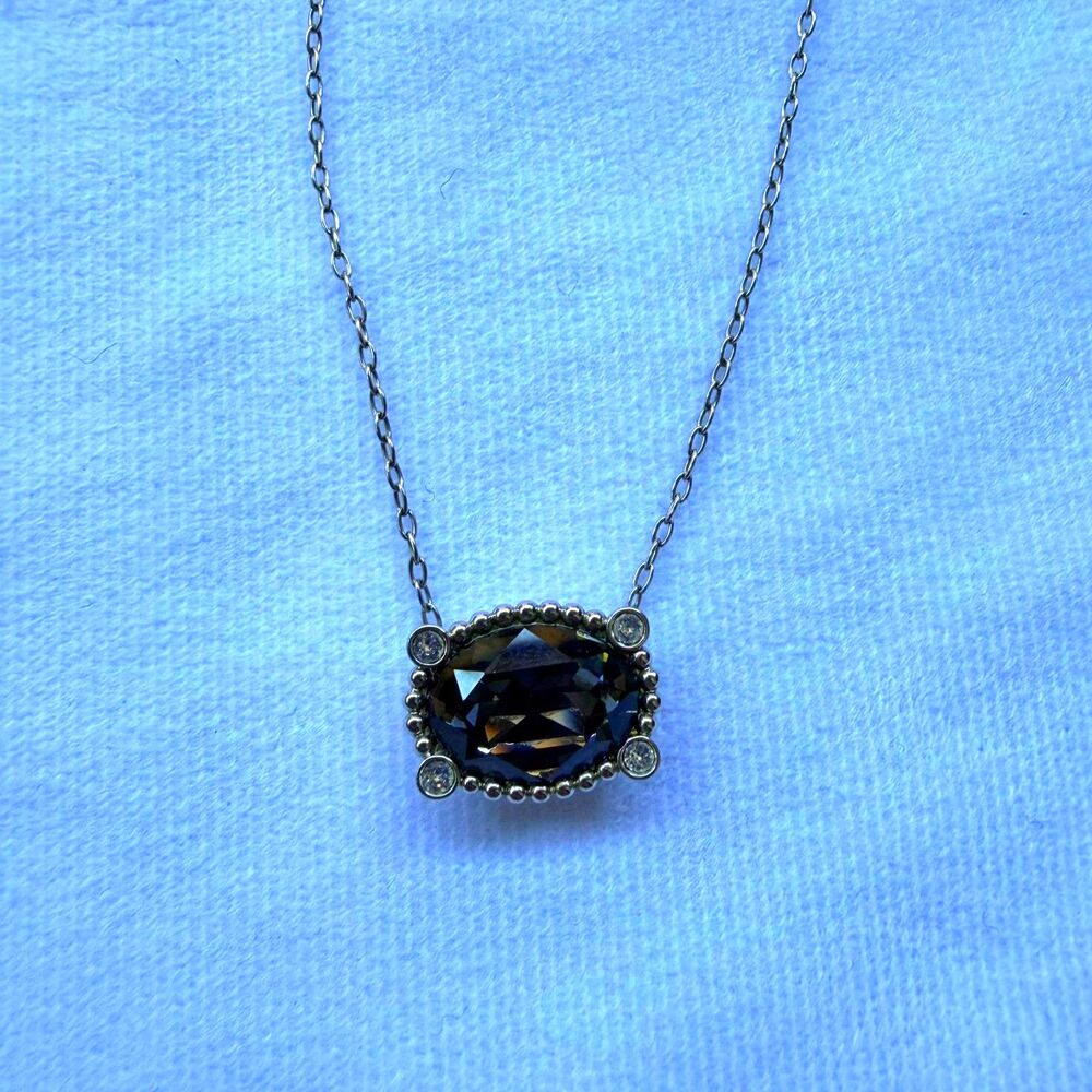 Swarovski Rosette Dark Colored Black Top Stone Necklace - Picture 9 of 12
